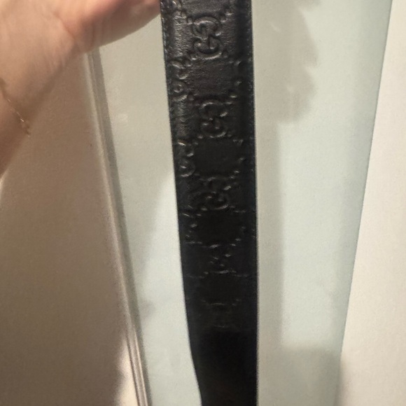 Gucci Black Leather Belt with Silver Logo Buckle